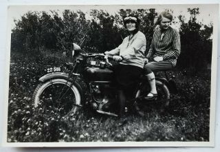 Vintage Photo: Two Young Women Sitting On A Motorcycle In The 1920s Fo.  182
