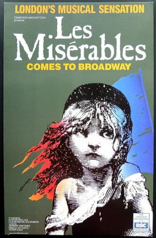 Triton Offers Orig 1987 Broadway Tease Poster Les Miserables No Theatre Listed