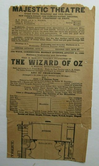 Vintage Program: The Wizard Of Oz - 1903 - Majestic Theatre York