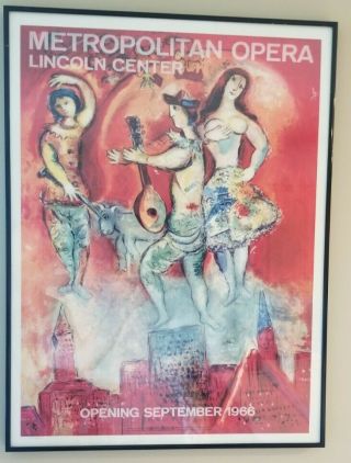 Metropolitan Opera Lincoln Center Opening September 1966 Framed Poster.  Chagall