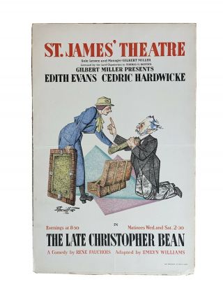 The Late Christopher Bean St.  James’ Theatre Window Lobby Card Poster 1933