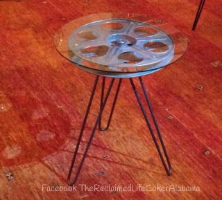 Movie Reel Home Theater Movie Reel Table Custom Hairpin Legs Without Glass