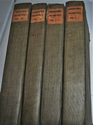 1802 Set Of 4 Books Biographia Dramatica English Theatre Reference Shakespeare,