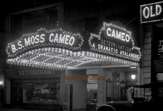 Oversized 1920s Nyc Cameo Theatre Lights Marquee Glass Photo Camera Negative