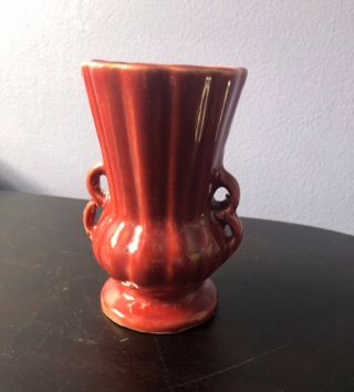 Mccoy Pottery Mini Vase With Handles Dark Red