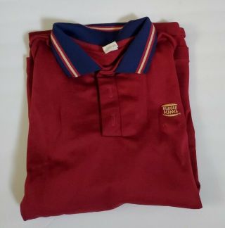 Vtg Retro Burger King Employee Uniform Polo Shirt Burgundy Large