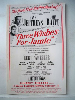 Three Wishes For Jamie Herald John Raitt / Anne Jeffreys Tryout Boston 1952
