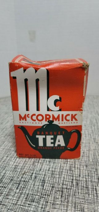 Vintage Mccormick Banquet Orange Pekoe Tea Box Display Full Box