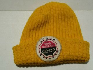 Vintage Farm Bureau Co - Op Space Builder Patch Knit Hat Cap Beanie