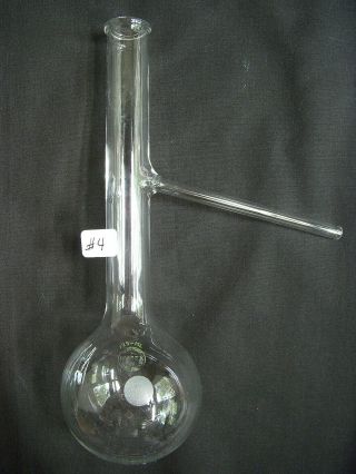 ⭐️ Vintage Pyrex 125ml Round Bottom Distilling Flask W/ 4 " Sidearm Lab Glass 4