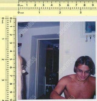 Shirtless Man Guy With Glasses Blonde Woman Out Of Frame Hair Vintage Photo Orig