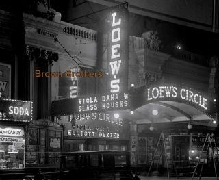Oversized 1922 Nyc Loews Theatre Lights Marquee Viola Dana Glass Camera Negative