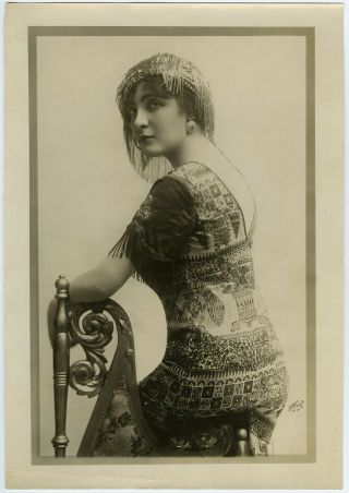 Vaudeville Actress Rita Gould Vintage 1910s Large Format White Studio Photograph