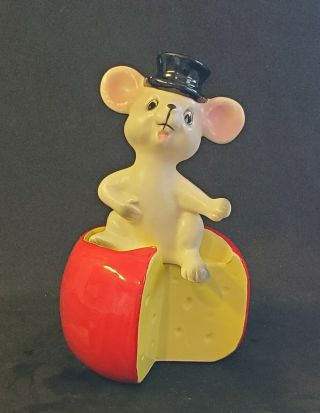 Vintage Anthropomorphic Mouse And Cheese Salt And Pepper Shakers Japan
