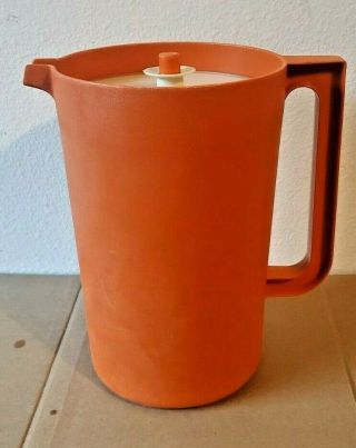 Vintage Orange Tupperware 1 Gallon Pitcher 1416 - 3 W/ Lid Orange