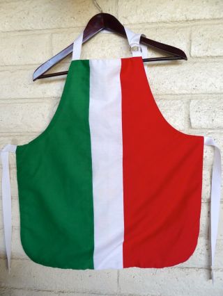 Vintage Cotton Mexican Flag Apron - Green Red & White Striped