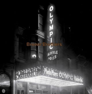 Oversized 1920s Nyc Olympic Theatre Lights Marquee Movies Glass Camera Negative