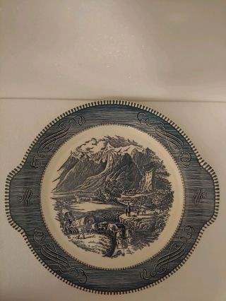 Royal China Currier And Ives Tab Handled Cake Plate " The Rocky Mountains "