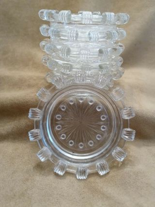 Set Of 6 Vintage Round Glass Coasters With Raised Edge Design 3.  5 " Across