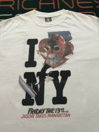 Vtg Friday The 13th Part 8 Jason Takes Manhattan Shirt White Medium Horror Promo