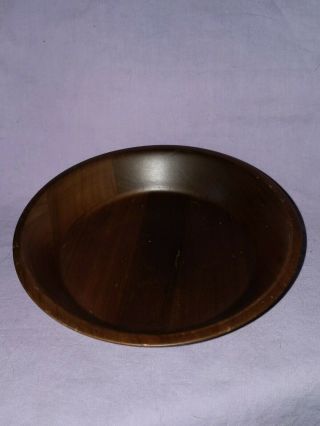 Vintage Wood Walnut Round Trinket Coin Tray 6 " All American Walnut Wood Solid