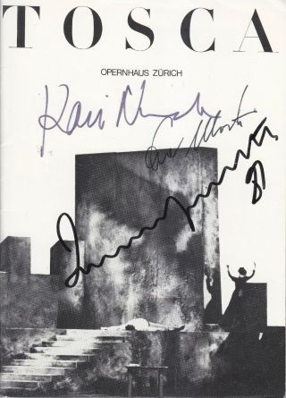 Autographed Opera Programme 1981 Zurich Luciano Pavarotti Eva Marton Tosca