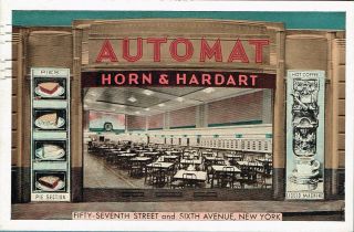 Vintage Horn & Hardart Automat York City Postcard 1941 Postmark