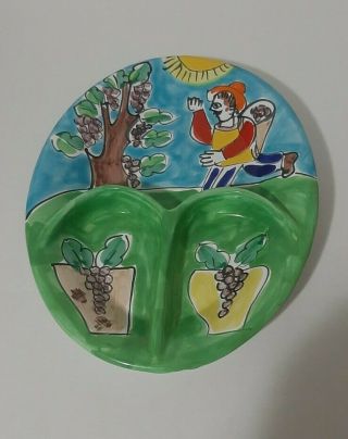 La Musa Cheese Platter Made In Italy " Harvesting Grapes Handmade 12x9in