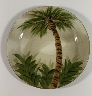 Tabletops Lifestyles Kona Palm Tree Salad Plate 8 5/8 " Hand Painted