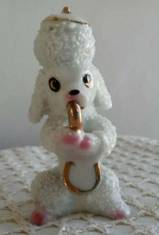 Vintage Poodle Playing The Saxophone Figurine 1950 