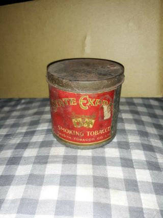 Very Rare Vintage State Express 2 Ounce Round Paper Label Tobacco Tin England
