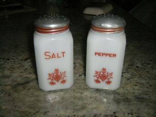 Vintage Hazel Atlas White Milk Glass Salt & Pepper Shakers