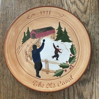 Pennsbury Pottery 1971 Christmas Plate.  The Old Canal