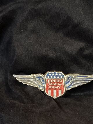 Vintage Rare World War Ii Junior Victory Army Wings Pin