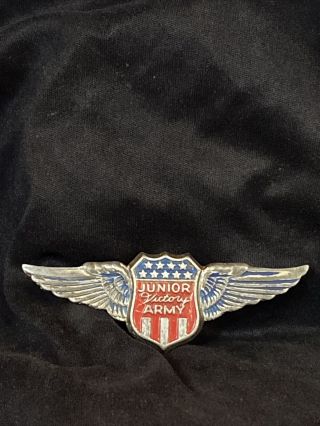 Vintage Rare World War II Junior Victory Army Wings Pin 2