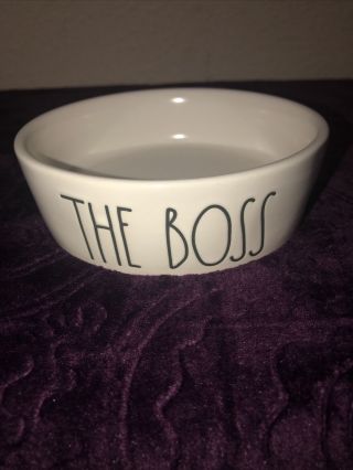 Rae Dunn The Boss Small Cat Dog Pet Bowl/dish Ivory Cat Food Water By Magenta