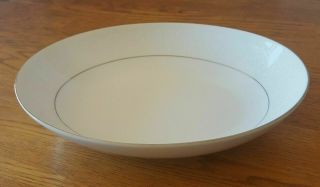 Crown Victoria Lovelace Oval Vegetable Bowl 10 1/2 " Fine China White Silver Trim