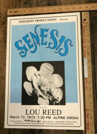 Vintage Poster Genesis W/ Lou Reed @ Alpine Arena Sideshow Productions Presents