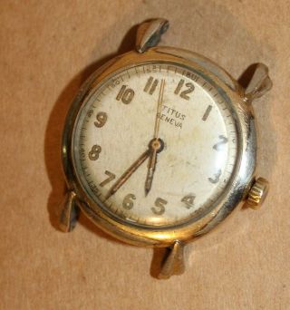 Vintage Titus Geneva Mens Military Style Watch Gold Filled?