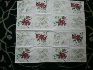 Vintage Wilendur Tablecloth Cherry Cherries 31 X 35