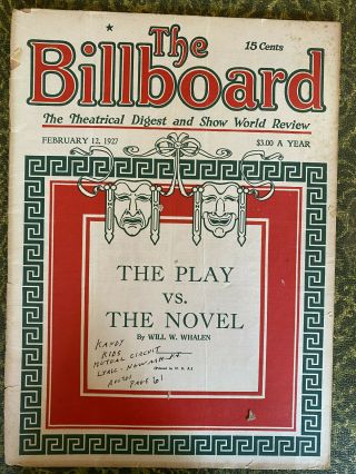 The Billboard Feb 12,  1927 Vaudeville,  Burlesque Eva Tanguay,  Field Minstrels