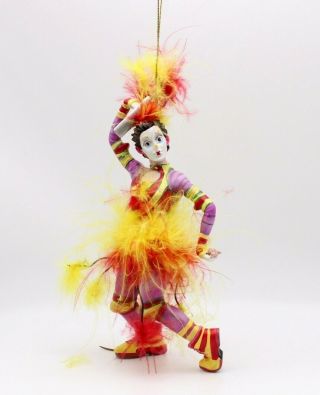 Authentic Cirque Du Soleil Colorful Feather Dancer Ornament