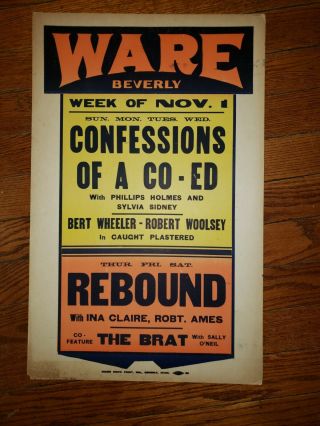 Vintage Poster Ware Beverly Theater Confessions Of A Co - Ed Rebound