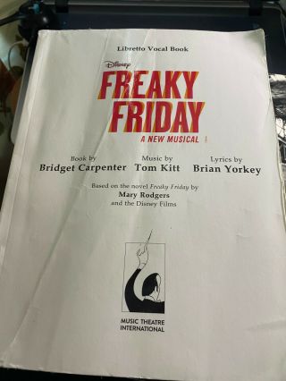 Disney Freaky Friday Libretto Vocal Book Musictheatre International