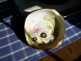 Vintage Nippon Hand Painted Floral,  Gold Trim Candy/nut Dish