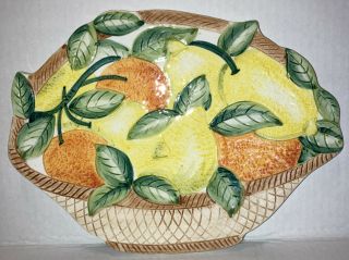 Vintage Ceramic Trivet Lemons Oranges Italy
