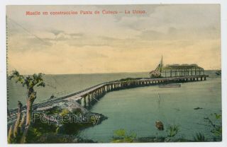 Vintage Postcard 1910s El Salvador La Union Panoramic Dock Construction Cutuco