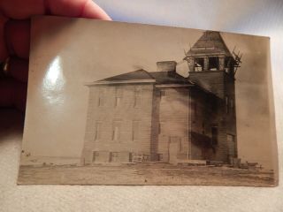 Rare 1909 Vtg Rppc Real Photo Postcard Bowman North Dakota School Construction
