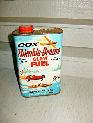 Vintage Cox Thimble Drome Glow Fuel One Pint Metal Can Empty