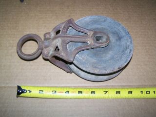 Vintage Wood And Steel Pulley Wooden Rope Pulley